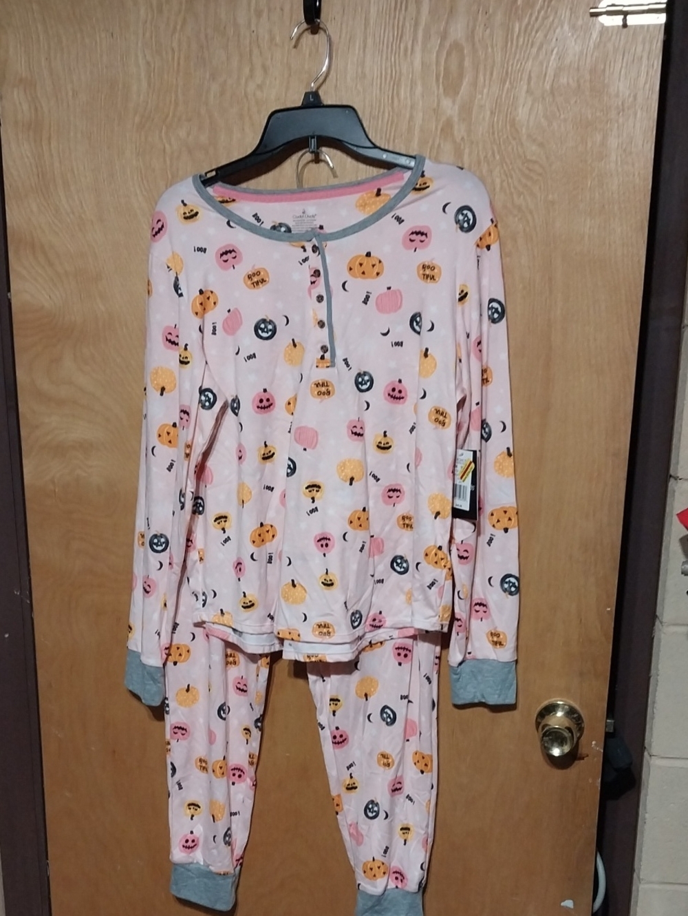 Cuddl Duds Pink Pumpkin & Jack-O'-Lantern Pajama Set
